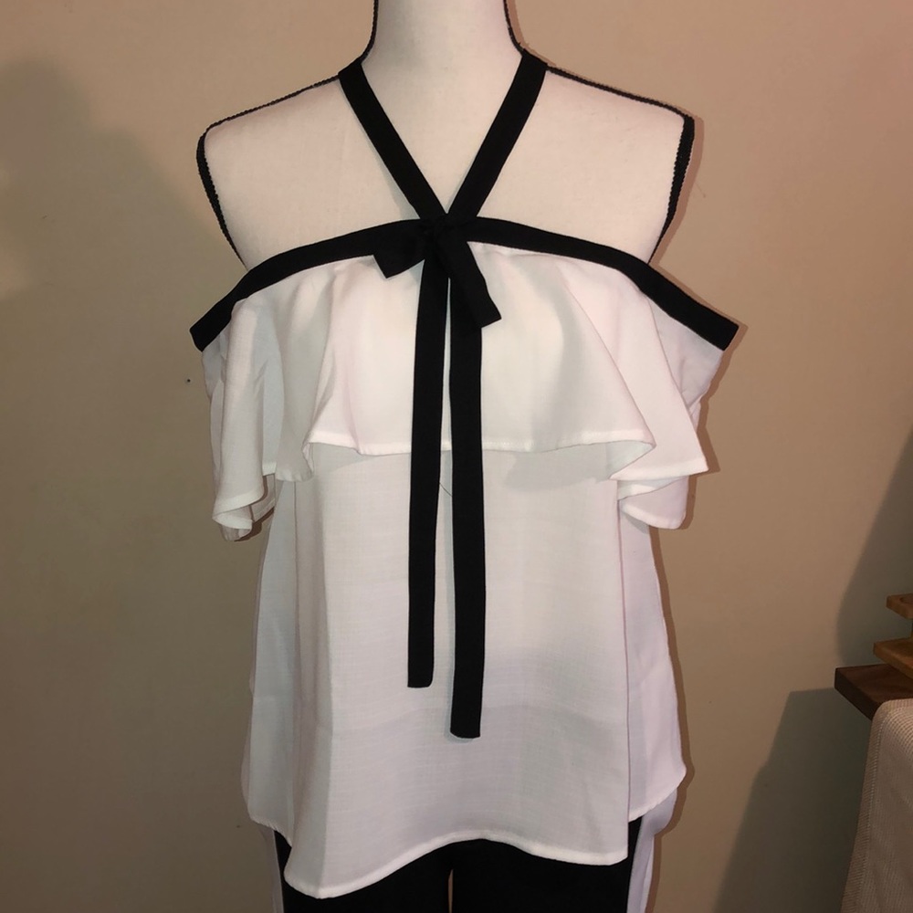 White and Black Blouse -Size S NWOT - Picture 1 of 5